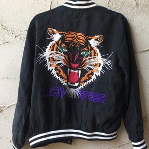Rare Lovers + Friends Embroidered Tiger Bomber Jacket
